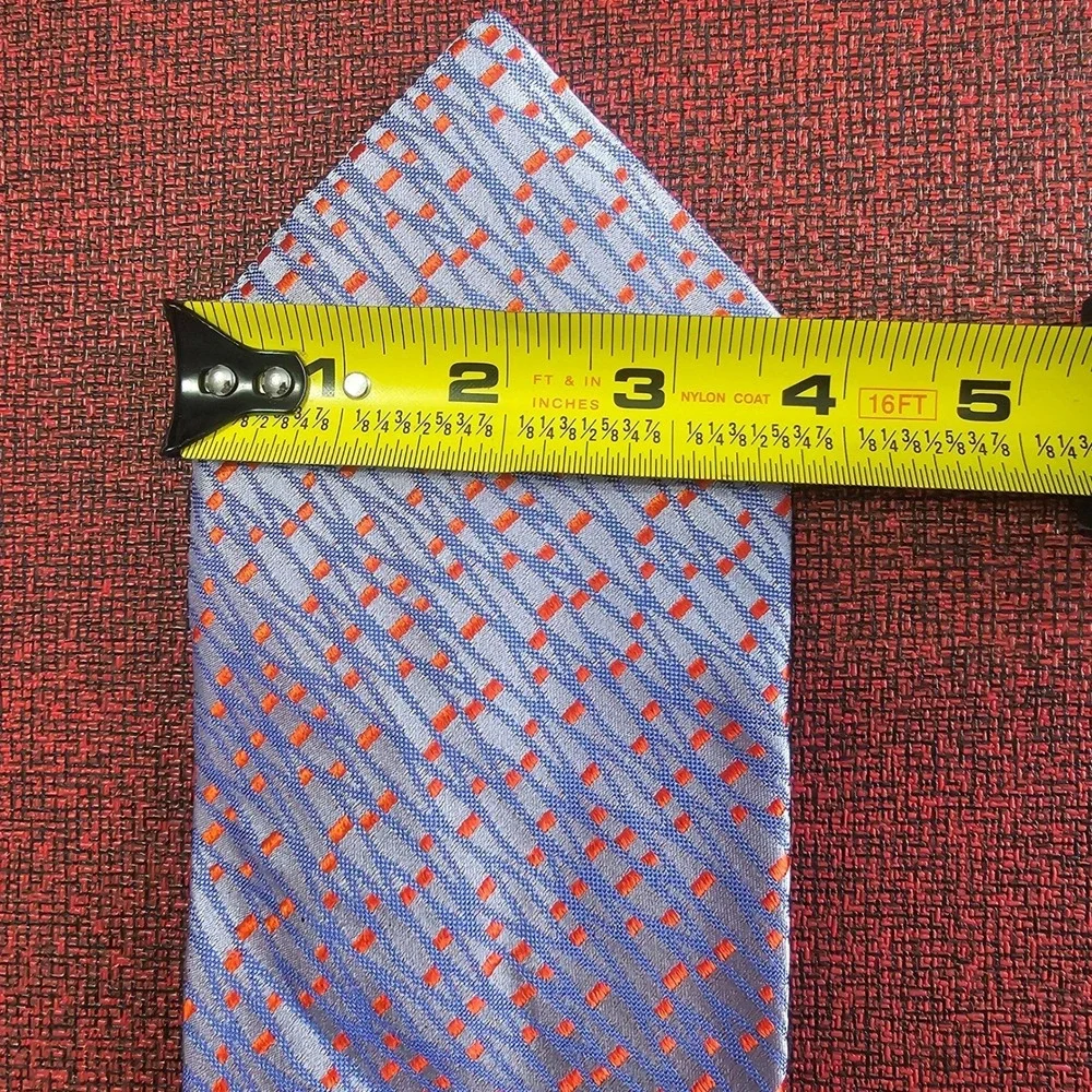 Zilli Textured Silk Tie Lavender Blue Orange Geometric‎ Handmade France Luxury